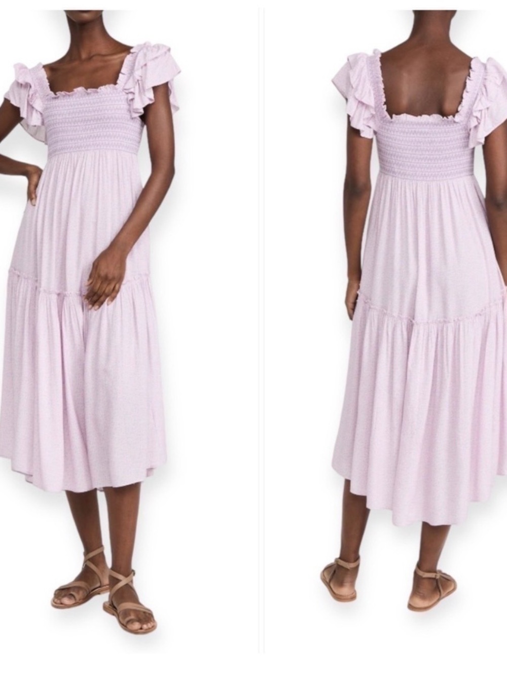 LoveShackFancy Lavender-pink Ruffle Midi Dress